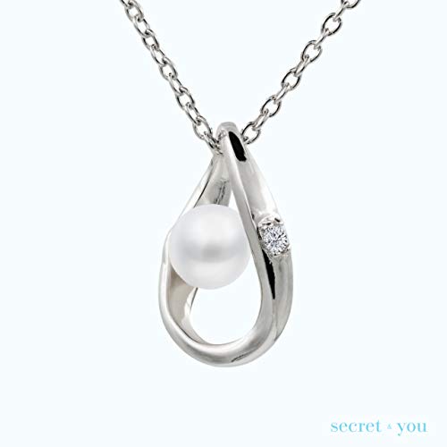 Secret & You Collar de Perla Cultivada de Agua Dulce Compuesto por una Cadena y un Colgante de Plata de Ley de 925 milésimas Perla Redonda de 4,5 a 5 mm y una circonita - 40 o 45 cm de Largo.