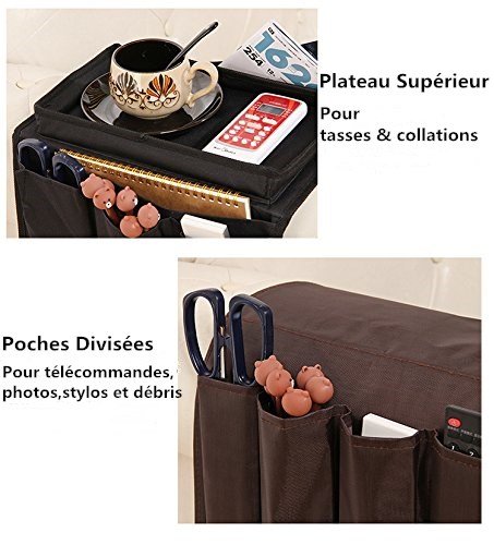 Sede sofá soporte reposabrazos sofá bandeja bolsa almacenamiento almacenaje suspendida reposabrazos con bolsillos organizador Sofa silla Caddy para libros revista gafas mando a distancia TV iPad DVD
