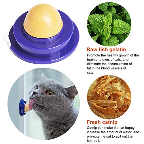 SEGMINISMART Bocadillo para Gatos,Dulces para Gatos,Bola de Hierba gatera para Gatos golosinas saludables Bolas de Caramelo de Hierba gatera – Gatito lamiendo Bolas Dulces