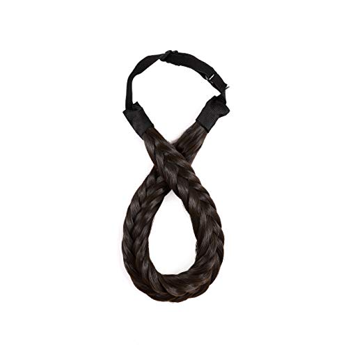 SEGO Extensiones de Cabello Diadema Trenza Elástica Mujer Pelo Sintético Se Ve Natural Accesorios Fishtail Braid Hair Headband Fluffy [Castaño Oscuro]