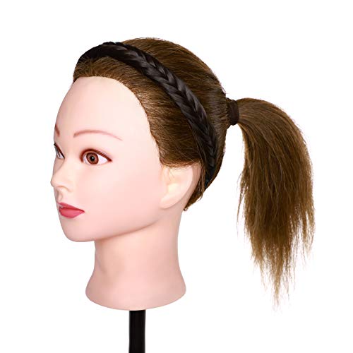 SEGO Extensiones de Cabello Diadema Trenza Elástica Mujer Pelo Sintético Se Ve Natural Accesorios Fishtail Braid Hair Headband Fluffy [Castaño Oscuro]