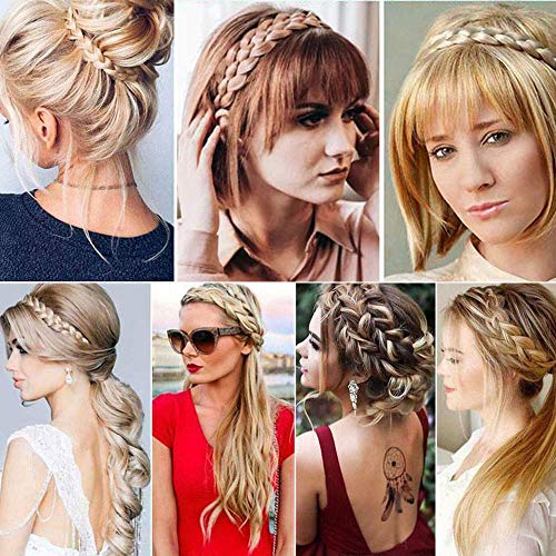 SEGO Extensiones de Cabello Diadema Trenza Elástica Mujer Pelo Sintético Se Ve Natural Accesorios Fishtail Braided Hair Headband Head Hoop [Rubio Miel/Blanqueador Rubio]