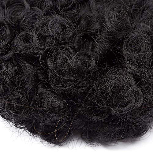 SEGO Moño Postizo Afro Rizado Pelo Sintético Como Pelo Natural [Castaño Oscuro] Coleteros Recogidos para Mujer Extensiones de Cabello Clip Colota Postiza (50g)