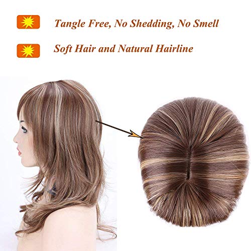 SEGO Pelucas Castañas con Mechas Rubias Mujer Largas Rizadas Pelo Sintético Se Ve Natural Ondulada para Anime Disfraces Fiesta Cosplay Halloween Synthetic Wig for Women (34cm)