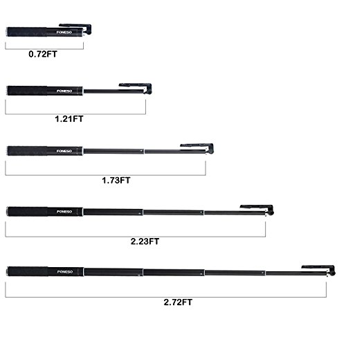 Selfie palo, Foneso Selfie Bluetooth Selfie Stick Monopod Profesional Ajustable Auto-bloqueo con control remoto para Smartphones y GoPro Negro