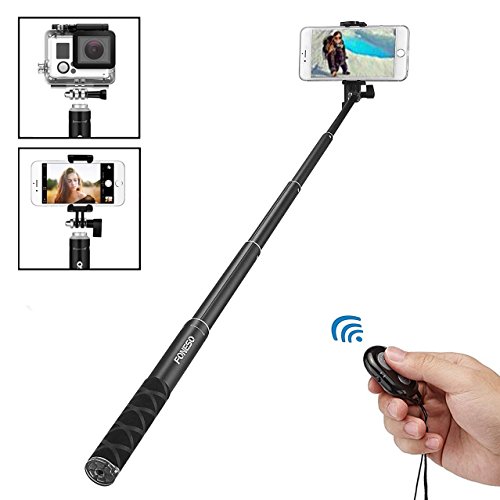 Selfie palo, Foneso Selfie Bluetooth Selfie Stick Monopod Profesional Ajustable Auto-bloqueo con control remoto para Smartphones y GoPro Negro