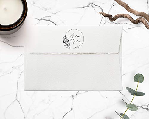 Sello Personalizado para Boda, 12 Diseños Exclusivos para Elegir, Sello de Madera Personalizado