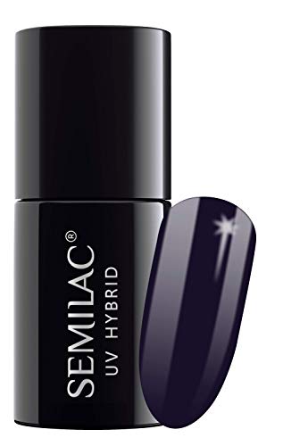 Semilac Esmalte de uñas híbrido UV, número 089, 7 ml, color negro ciruela