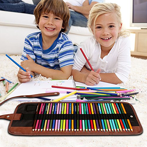 Senhai Lápices de Colores Organizador, 48 Ranura 72 Ranura + Lápiz Bolsa de Mano/Abrigo Enrollable Bolsa para la Escuela, la Oficina, Viajes (Sin lápices)