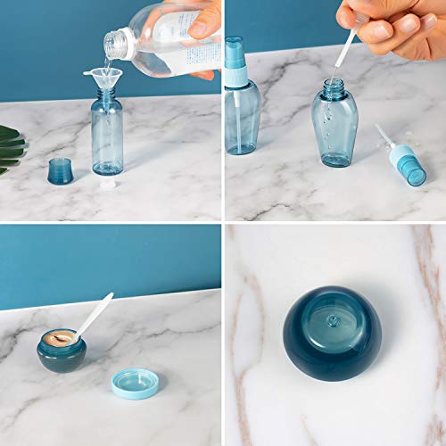 Set Botellas de Viaje, ZWOOS Set Botellas de Viaje Accesorios, 9 Piezas Set de Botellas Cosméticas para Líquidos para Cosméticos Champú Gel Crema + Pipeta y Embudo