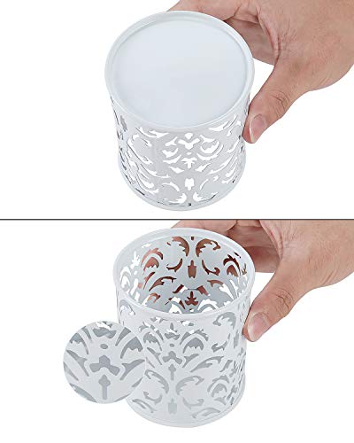 Set de 2 botes redondos para lápices, diseño floreado, color blanco