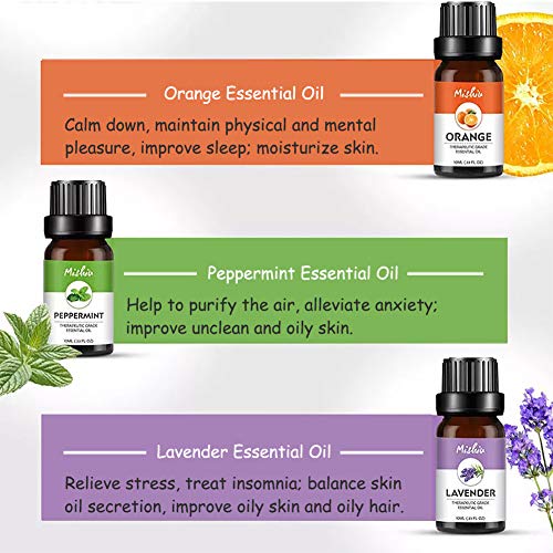 Set de Aceites Esenciales, 6 mejores aceites 100% Natural Puro, Lavanda, Naranja Dulce, Árbol de Té, Eucalipto, Menta, Romero