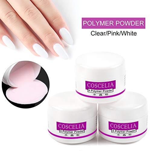 Set de Manicura de Polvo Decoracion de Uñas Polvo Transparente Blanco Rosa Líquida 75ml Accesorios Pincel Limas de Uñas