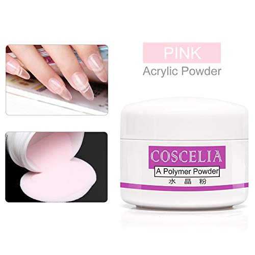 Set de Manicura de Polvo Decoracion de Uñas Polvo Transparente Blanco Rosa Líquida 75ml Accesorios Pincel Limas de Uñas