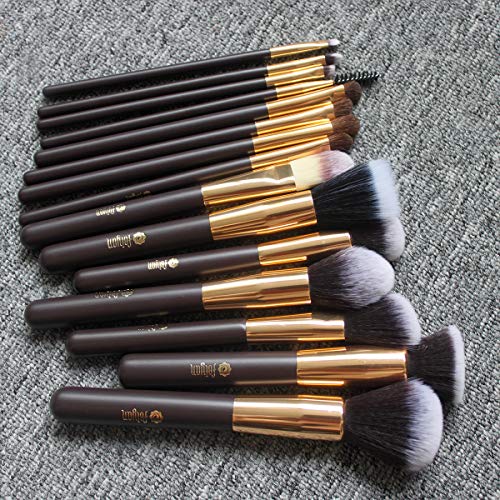 Set de maquillaje FEIYAN 15pcs con bolsa de PU y soplo de polvo gratis + huevo cepillo