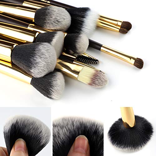 Set de maquillaje FEIYAN 15pcs con bolsa de PU y soplo de polvo gratis + huevo cepillo