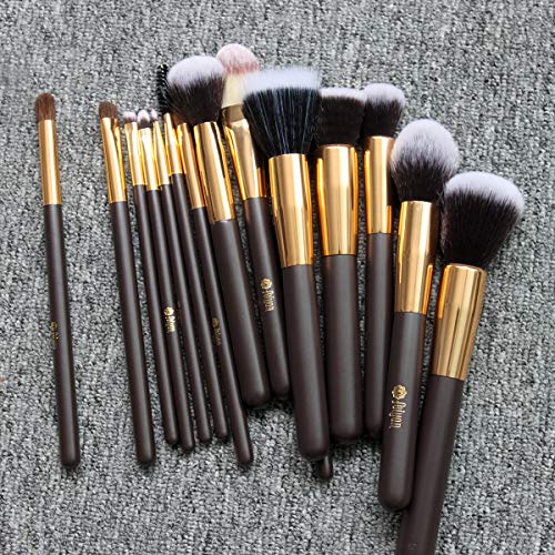 Set de maquillaje FEIYAN 15pcs con bolsa de PU y soplo de polvo gratis + huevo cepillo