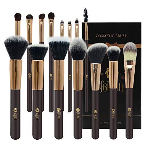 Set de maquillaje FEIYAN 15pcs con bolsa de PU y soplo de polvo gratis + huevo cepillo