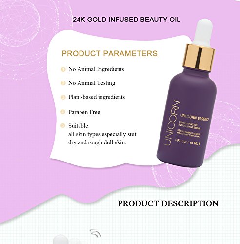 Set de maquillaje HERES B2UTY Unicorn Essence + aceite de belleza con infusión de oro de 24 quilates, alta capacidad de extensión, líquido ligero y suave (15 ml)