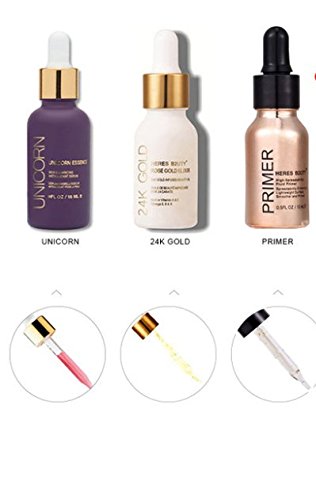 Set de maquillaje HERES B2UTY Unicorn Essence + aceite de belleza con infusión de oro de 24 quilates, alta capacidad de extensión, líquido ligero y suave (15 ml)