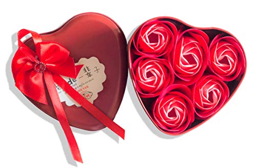 Seve nriver koreanische Rose Flores de jabón, hecho a mano, 6 unidades), color rojo