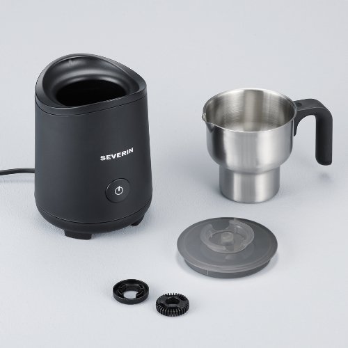 SEVERIN Emulsionador de Leche, Calentador (Hasta 180 ml), Emulsionador (Hasta 120 ml), Inducción, SM 9495, Acero Inoxidable/Negro