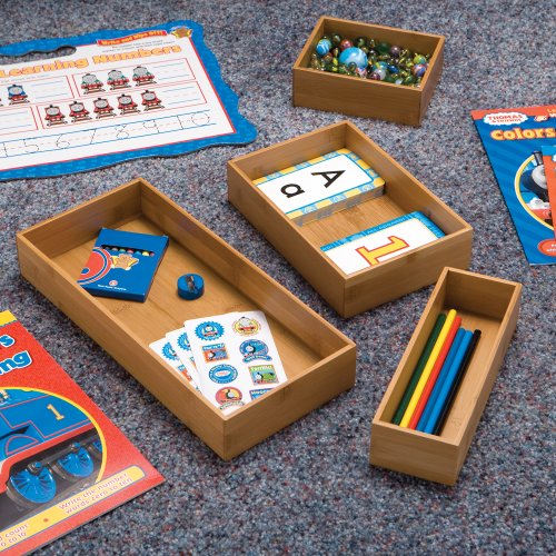 Seville Classics Bamboo Storage Set Organizador, Madera, Natural, 5-Piece with Dividers