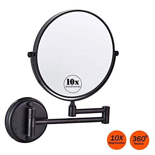 SGSG Espejo de Maquillaje montado en la Pared 10 aumentos, Espejo de Maquillaje de Doble Cara de 8 Pulgadas, Ideal para afeitarse en el Dormitorio o baño, Bronce frotado con Aceite
