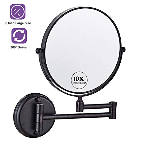 SGSG Espejo de Maquillaje Montado en la Pared Aumento 10X - Espejo de Maquillaje de Aumento de Doble Cara para baño, extensión de 8 Pulgadas para Maquillaje de Afeitar, Bronce frotado con Aceite