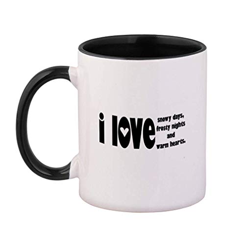 SHALLY Black Love Snowy Days Frosty Night Warm Hearts Ceramic Cup Colored Mug - Black