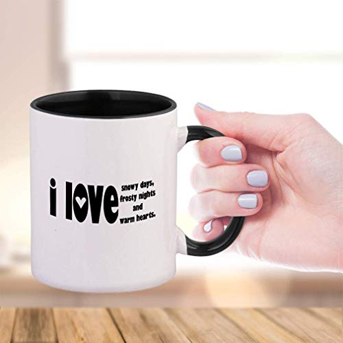SHALLY Forest Green Love Snowy Days Frosty Night Warm Hearts Ceramic Cup Colored Mug - Green