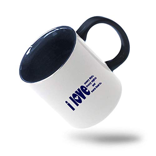 SHALLY Navy Love Snowy Days Frosty Night Warm Hearts Ceramic Cup Colored Mug - Blue