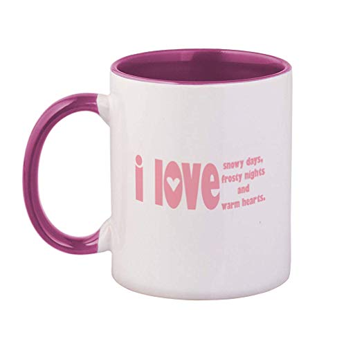 SHALLY Soft Pink Love Snowy Days Frosty Night Warm Hearts Ceramic Cup Colored Mug - Pink