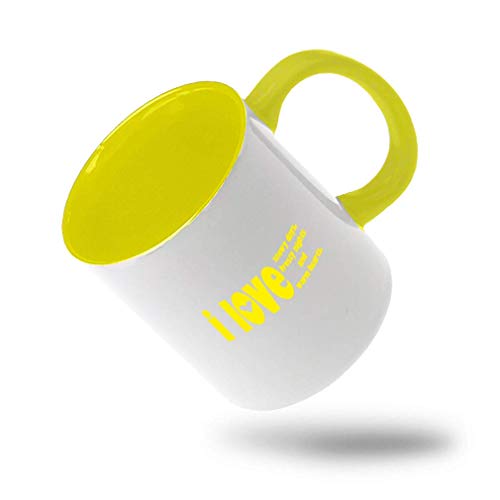 SHALLY Yellow Love Snowy Days Frosty Night Warm Hearts Ceramic Cup Colored Mug - Yellow