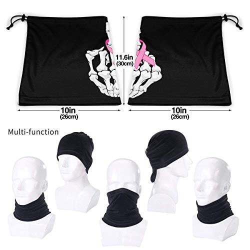 shenguang Breast Cancer Skeleton Middle Finger Ribbon Unisex Microfiber Neck Warmer Headwear Face Scarf Mask For Winter Cold Weather Mask Bandana Balaclava