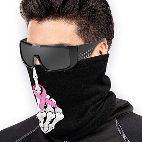 shenguang Breast Cancer Skeleton Middle Finger Ribbon Unisex Microfiber Neck Warmer Headwear Face Scarf Mask For Winter Cold Weather Mask Bandana Balaclava