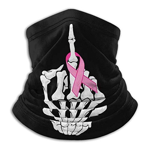 shenguang Breast Cancer Skeleton Middle Finger Ribbon Unisex Microfiber Neck Warmer Headwear Face Scarf Mask For Winter Cold Weather Mask Bandana Balaclava