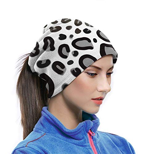 shenguang Microfiber Neck Warmer Leopard Print Greyscale Neck Gaiter Tube Ear Warmer Headband Scarf Face Mask Balaclava