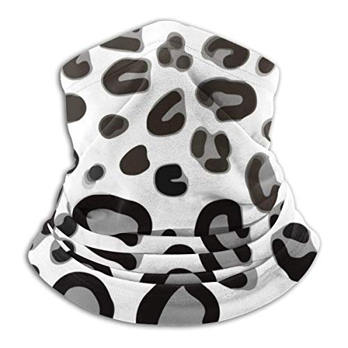 shenguang Microfiber Neck Warmer Leopard Print Greyscale Neck Gaiter Tube Ear Warmer Headband Scarf Face Mask Balaclava