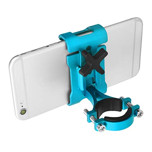 Shenykan Soporte Fijo Universal Bicicleta Moto Bicicleta Soporte para teléfono móvil Soporte para Manillar Soporte de aleación de Aluminio Soporte para teléfono Inteligente-Azul