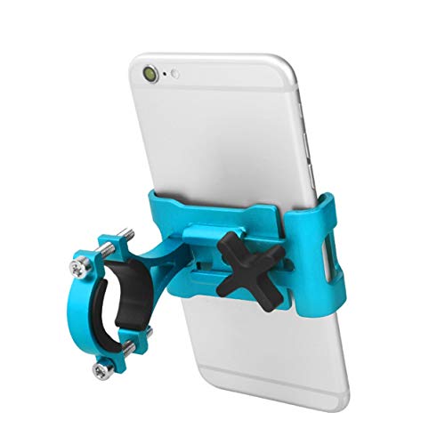 Shenykan Soporte Fijo Universal Bicicleta Moto Bicicleta Soporte para teléfono móvil Soporte para Manillar Soporte de aleación de Aluminio Soporte para teléfono Inteligente-Azul