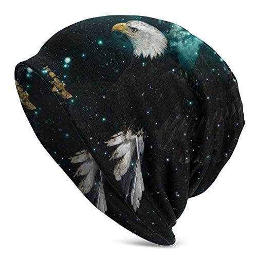 Sherly Yard Gorro Beanie clásico Gorro Slouch Beanie Águila Calva Galaxia,Gorro Slouch Beanie Largo,Unisex