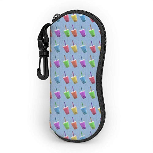 sherry-shop Sweet Bubble Tea - Estuche blando para gafas de sol coloridas con clip para cinturón, Estuche protector para gafas con cremallera de neopreno suave y ligero, 17cm × 8cm