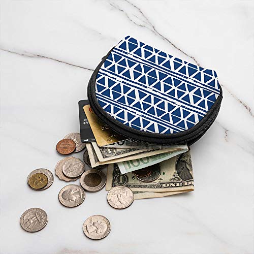 Shibori Indigo Triángulos Estampado Geométrico Japonés Monedero Monedero Cambio Bolsa de Efectivo Cremallera Monedero Pequeño Carteras Bolsa de Cosméticos Bolsa de Almacenamiento