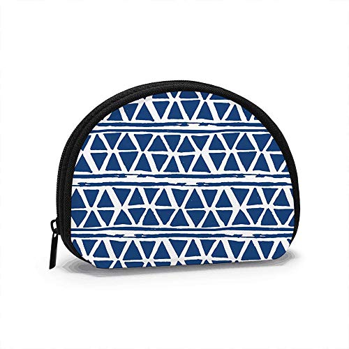 Shibori Indigo Triángulos Estampado Geométrico Japonés Monedero Monedero Cambio Bolsa de Efectivo Cremallera Monedero Pequeño Carteras Bolsa de Cosméticos Bolsa de Almacenamiento