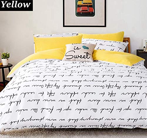 SHJIA Estampado de Letras Juegos de Fundas nórdicas Juegos de Cama King, Juego de sábanas y cobertores Funda Dormitorio Ropa de Cama Ropa de Cama Gris Amarillo 200x230cm
