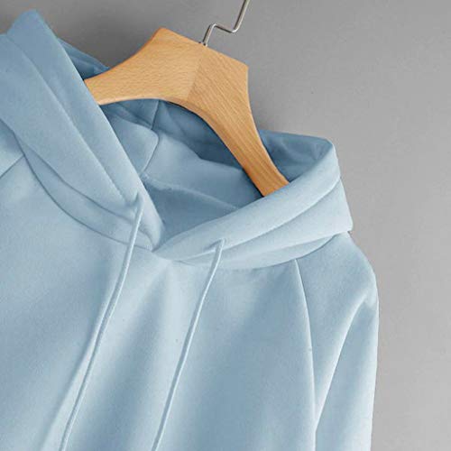 SHOBDW Liquidación Venta Moda para Mujer Sudadera con Capucha Pullover Blusa con Bolsillo Sólido Flojo 2019 Otoño Invierno Manga Larga para Mujer Tops (M, Azul)