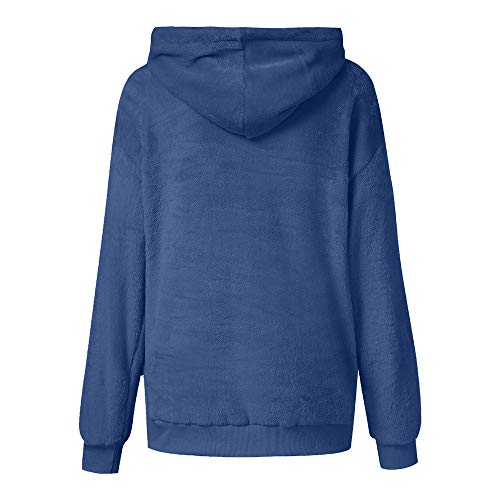SHOBDW Liquidación Venta Mujer Sudadera con Capucha Suelta Tallas Grandes Jersey de Mujer Jersey otoño Invierno Manga Larga Remata Abrigo cálido (L, Azul Oscuro)