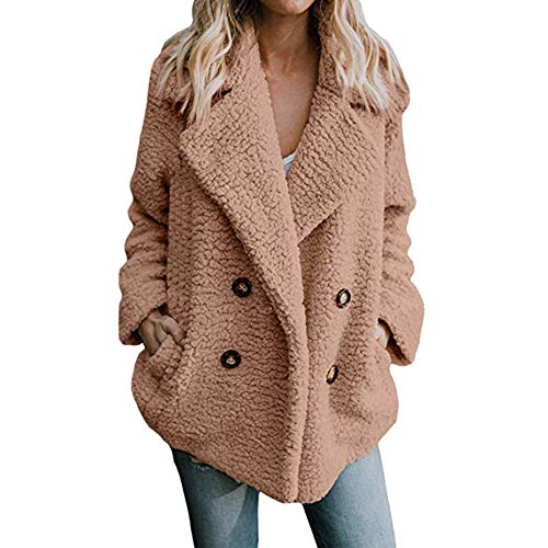 SHOBDW Mujer Chaqueta para Mujer de Moda Sólida Chaqueta Casual Otoño Invierno Tops de Manga Larga Parka cálida Outwear Abrigo para Mujer Turn Down Collar Overcoat Ladies Outercoat
