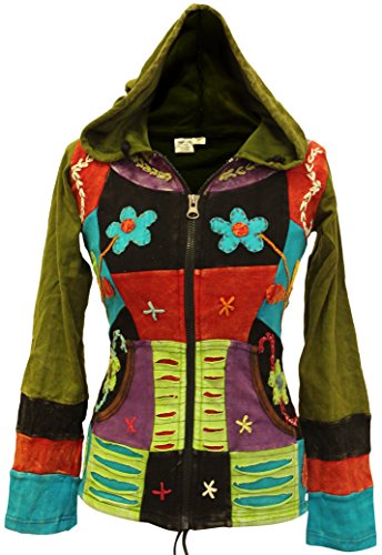 SHOPOHOLIC Fashion - Sudadera con capucha para mujer con bordado de flores